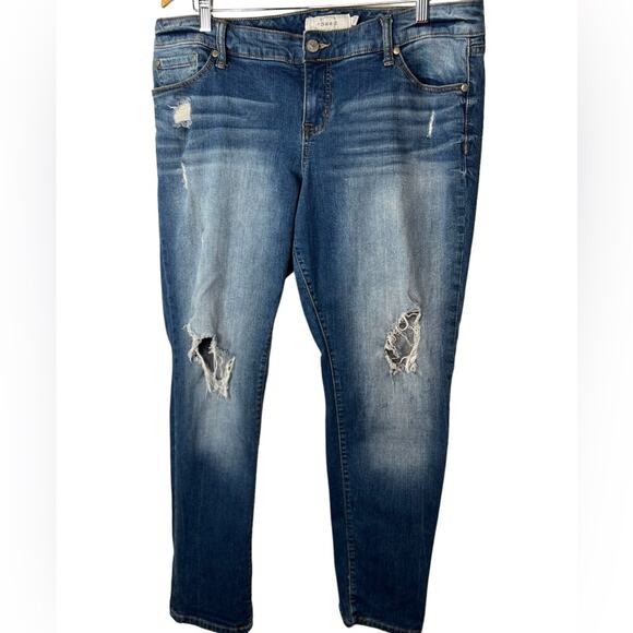 torrid Denim - Torrid Blue Distressed Straight Leg Denim Jeans Size 16